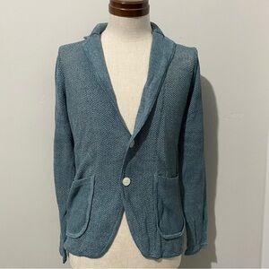 EDIFICE JAPAN men’s turquoise linen cardigan/blazer, XS